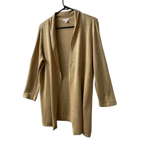 NWOT J. Jill Women's Beige Open Front Long Cardigan Linen Blend Small - Picture 6 of 10